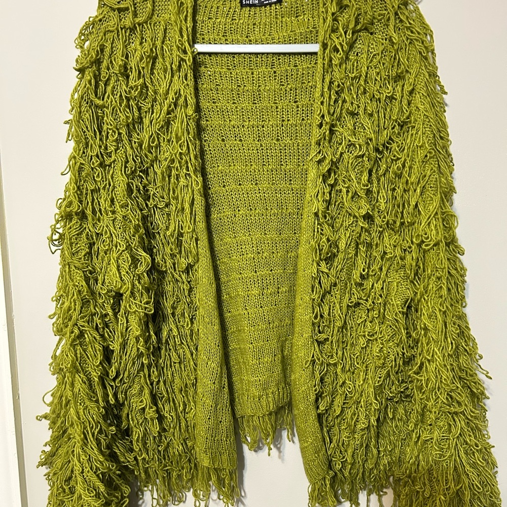 SHEIN Vibrant Green Textured Cardigan
